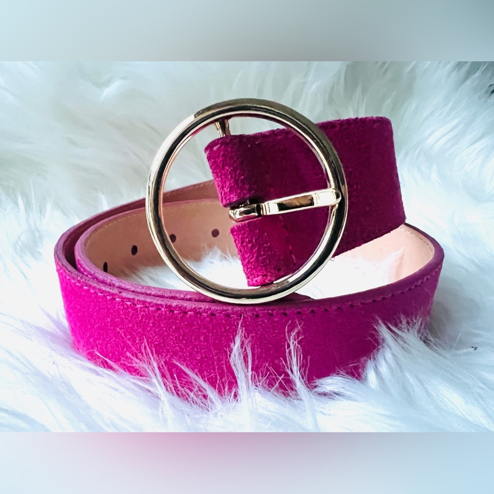 🇨🇦 Brave Leather Collection - AVIVA Pink Suede Leather Belt